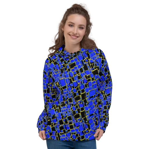 Blue Gold Matrix on a Hoodie