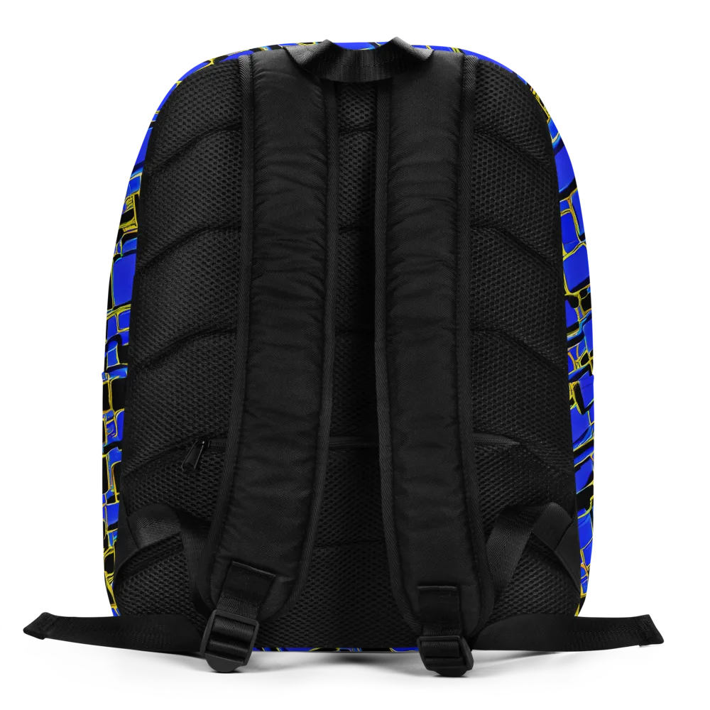 Blue Gold Matrix on Minimalist Backpack — Back