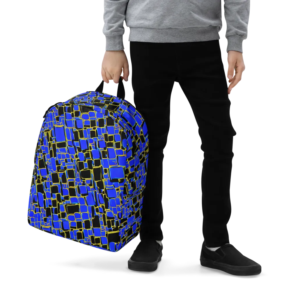 Blue Gold Matrix on Minimalist Backpack — Zoomed-in