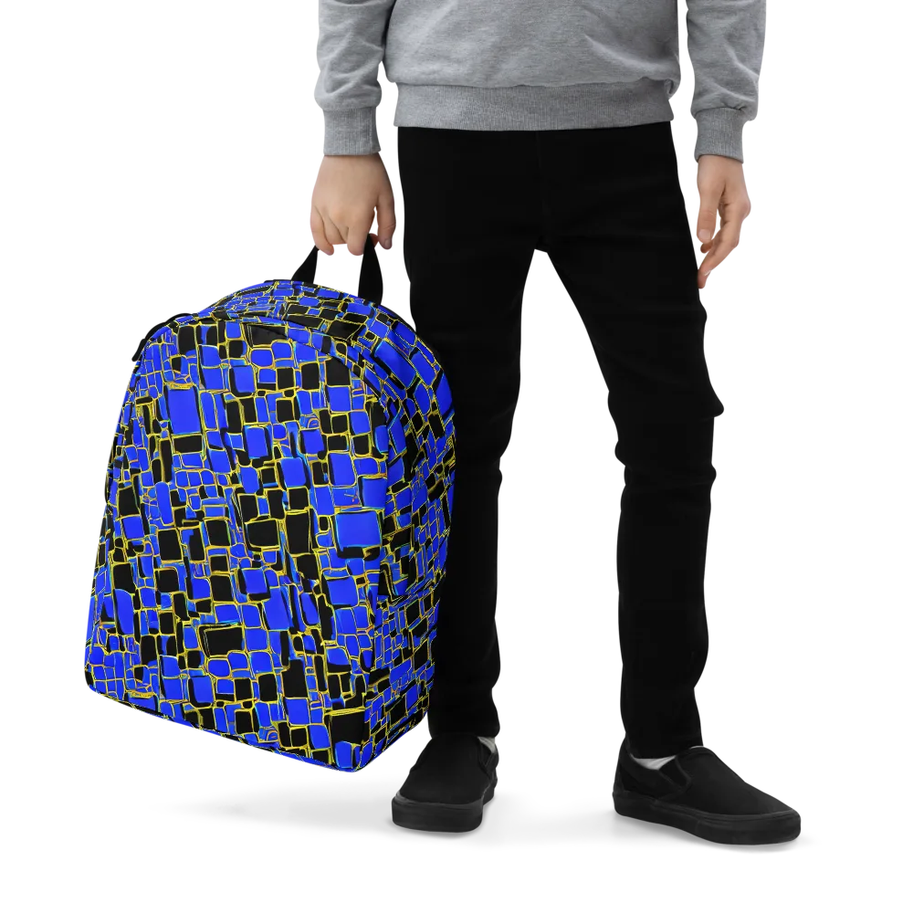 Blue Gold Matrix on Minimalist Backpack — Zoomed-in