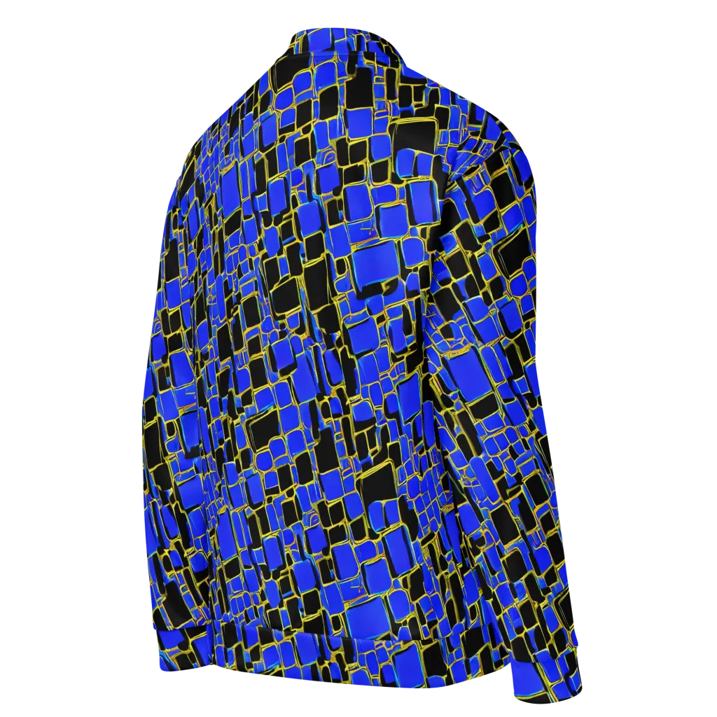 Blue Gold Matrix on Bomber Jacket — Right Back