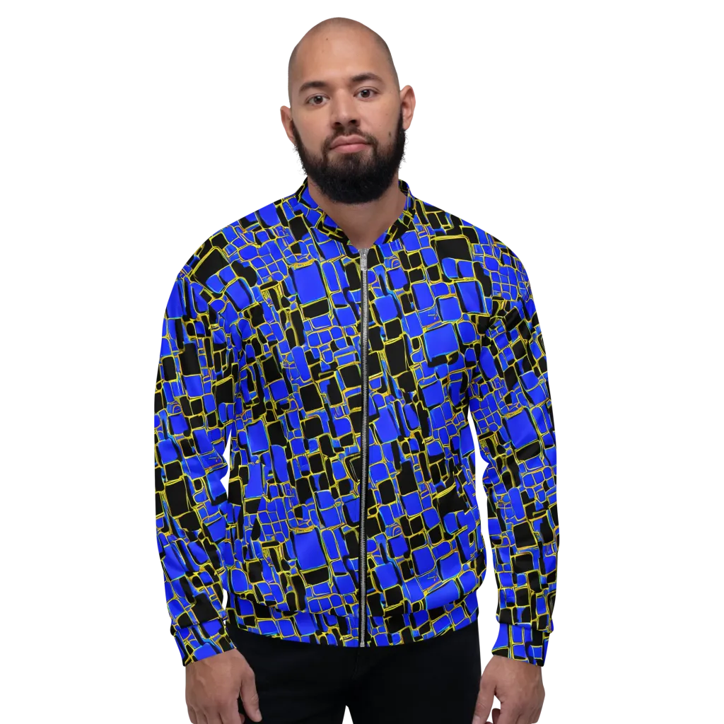 Blue Gold Matrix on Bomber Jacket — Front