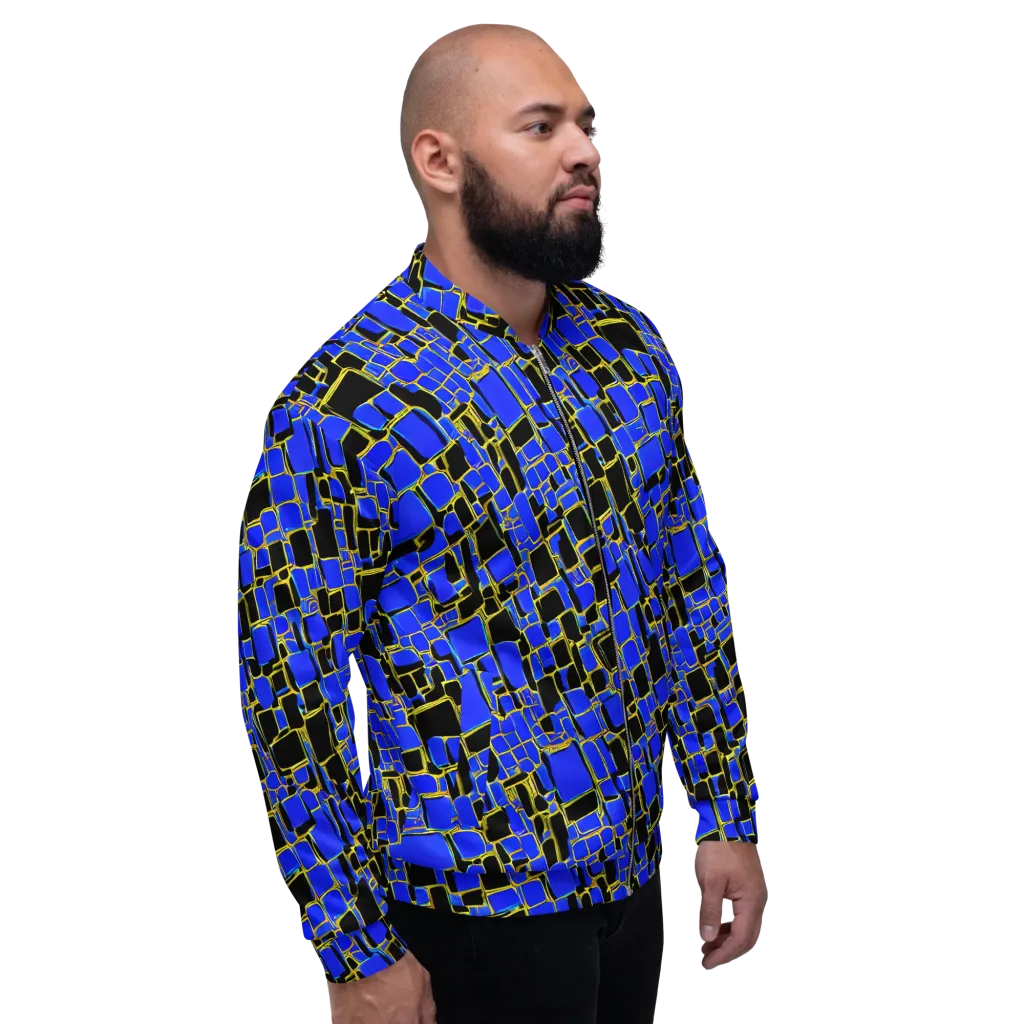 Blue Gold Matrix on Bomber Jacket — Right