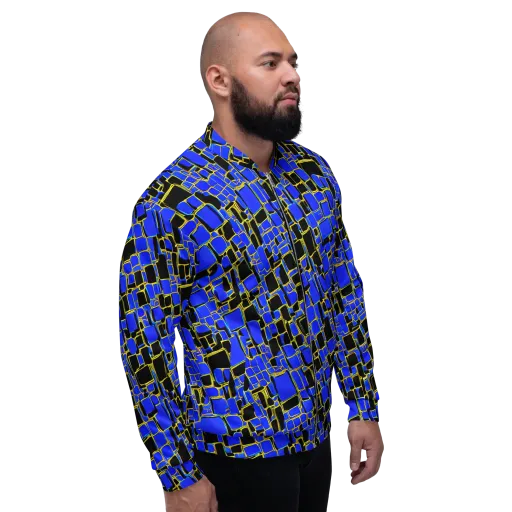 Blue Gold Matrix on a Bomber Jacket