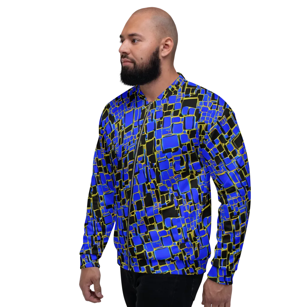 Blue Gold Matrix on Bomber Jacket — Left