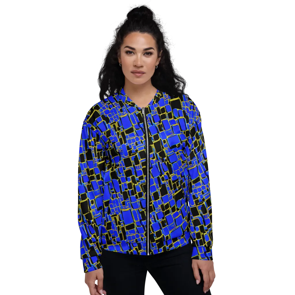 Blue Gold Matrix on Bomber Jacket — Front