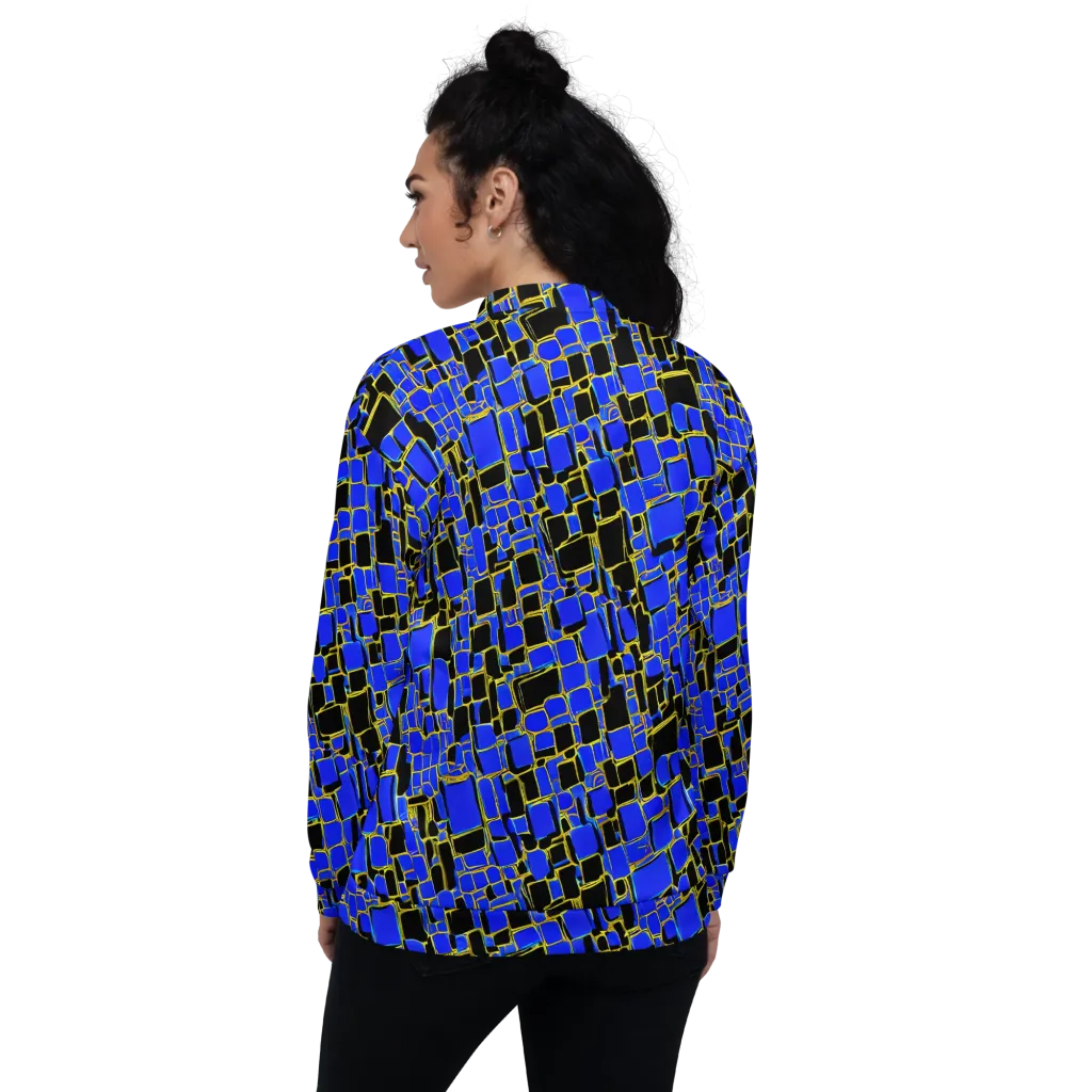 Blue Gold Matrix on Bomber Jacket — Back