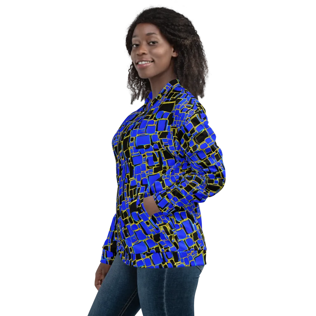 Blue Gold Matrix on Bomber Jacket — Left