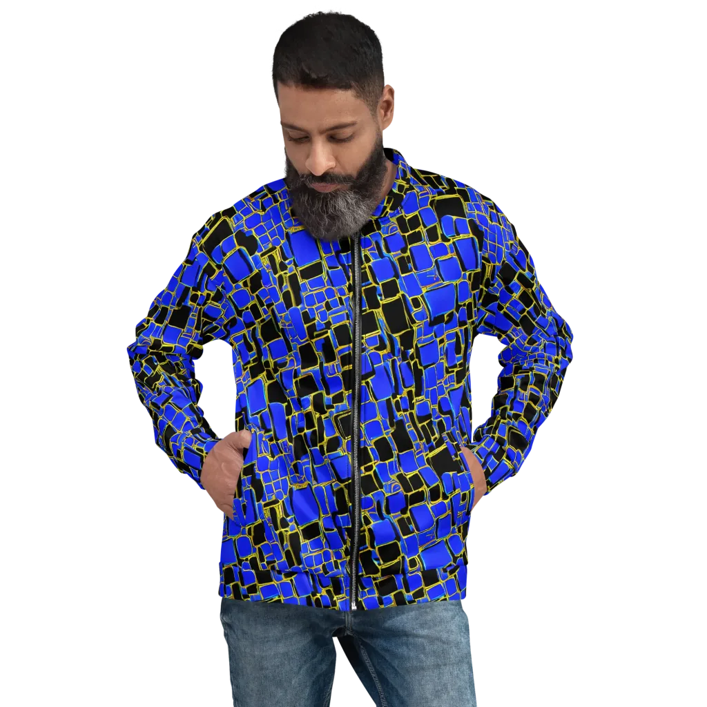 Blue Gold Matrix on Bomber Jacket — Front
