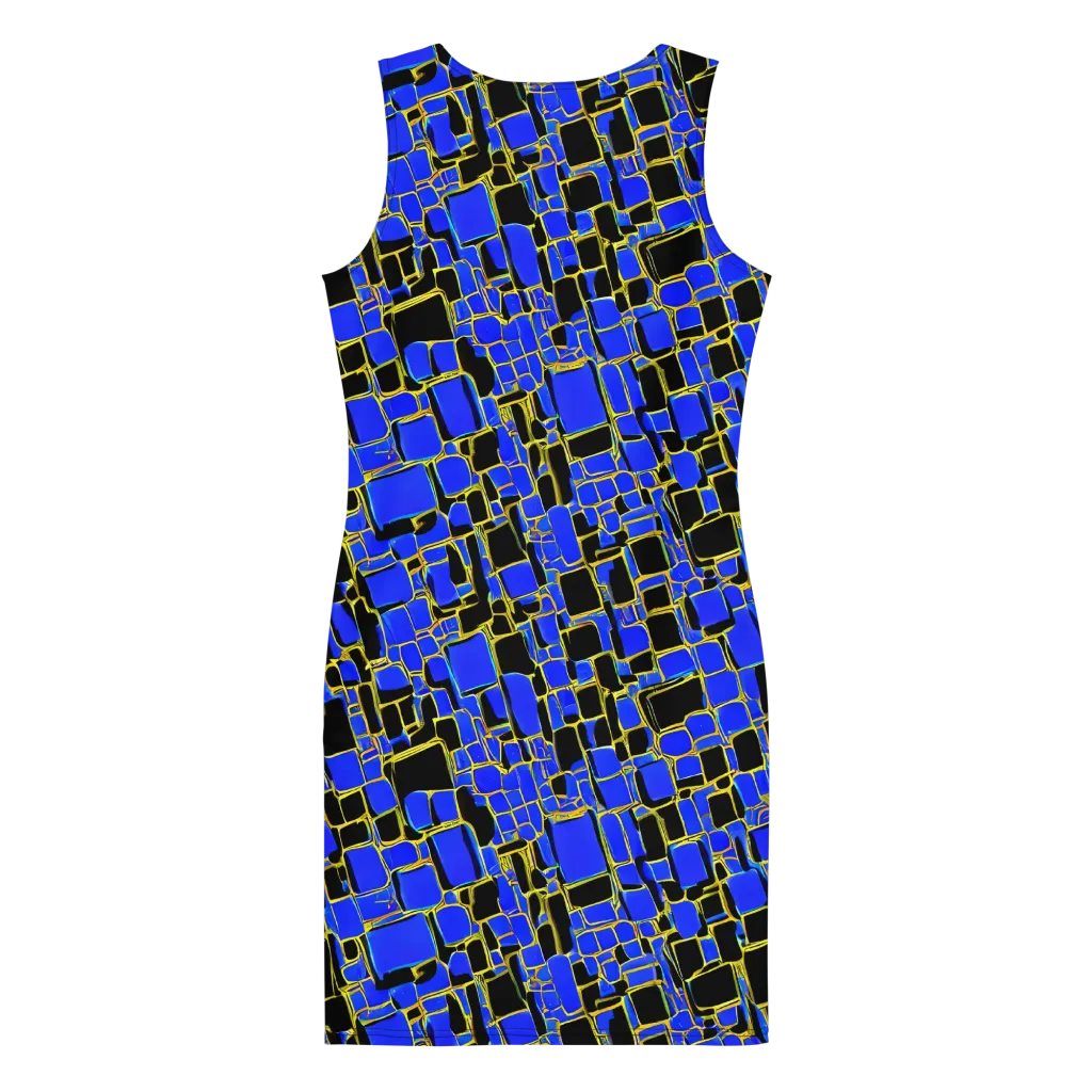 Blue Gold Matrix on Bodycon Dress — Back