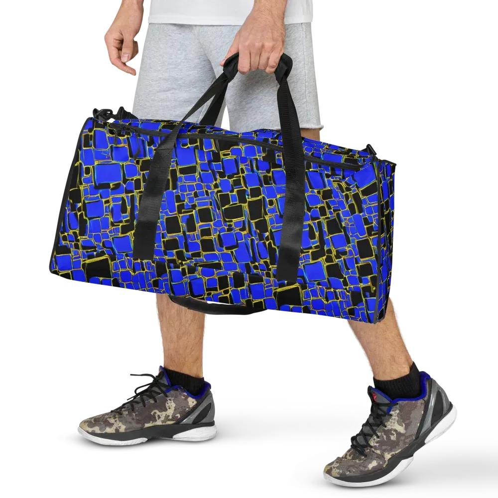 Blue Gold Matrix on Duffle Bag — Front