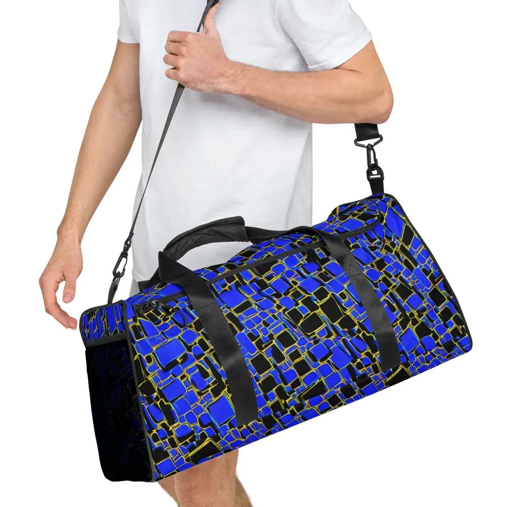 Blue Gold Matrix on Duffle Bag — Right Front