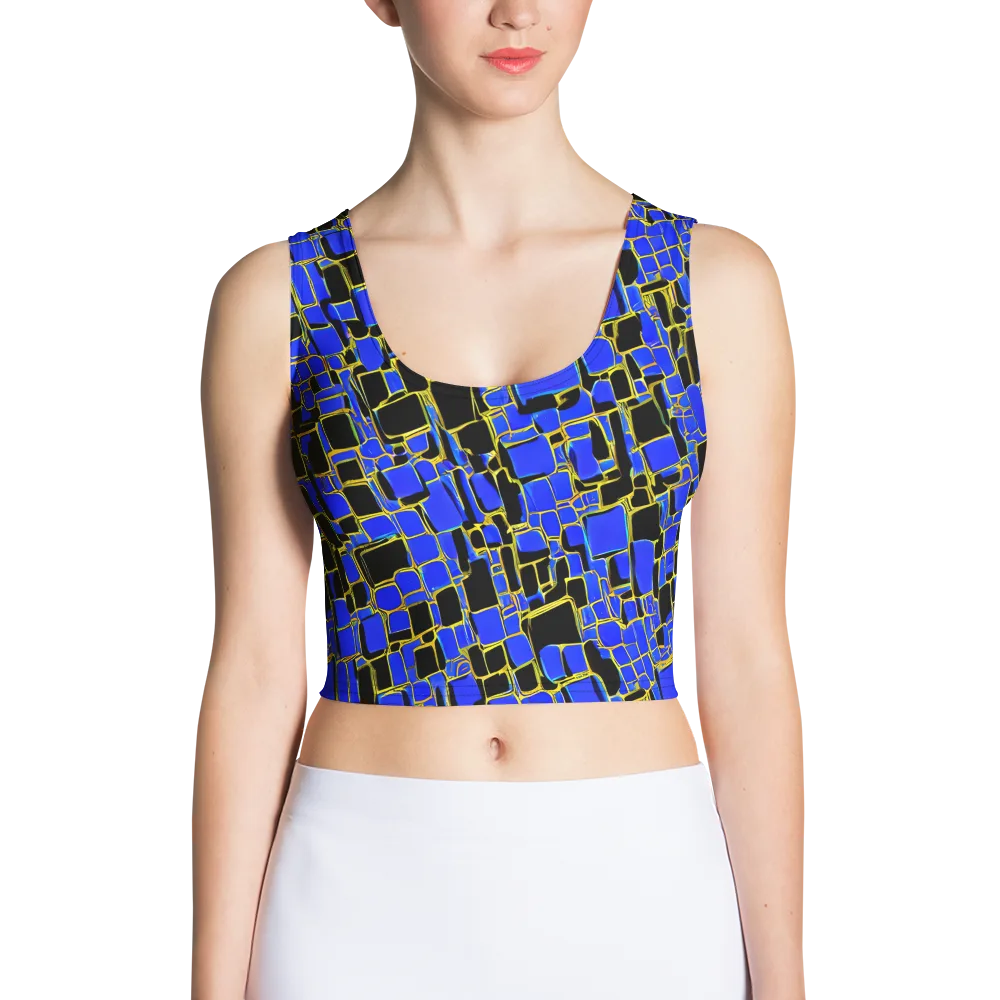 Blue Gold Matrix on Crop Top — Front