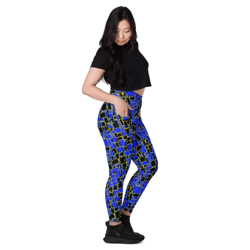 Blue Gold Matrix on a Leggings with Pockets