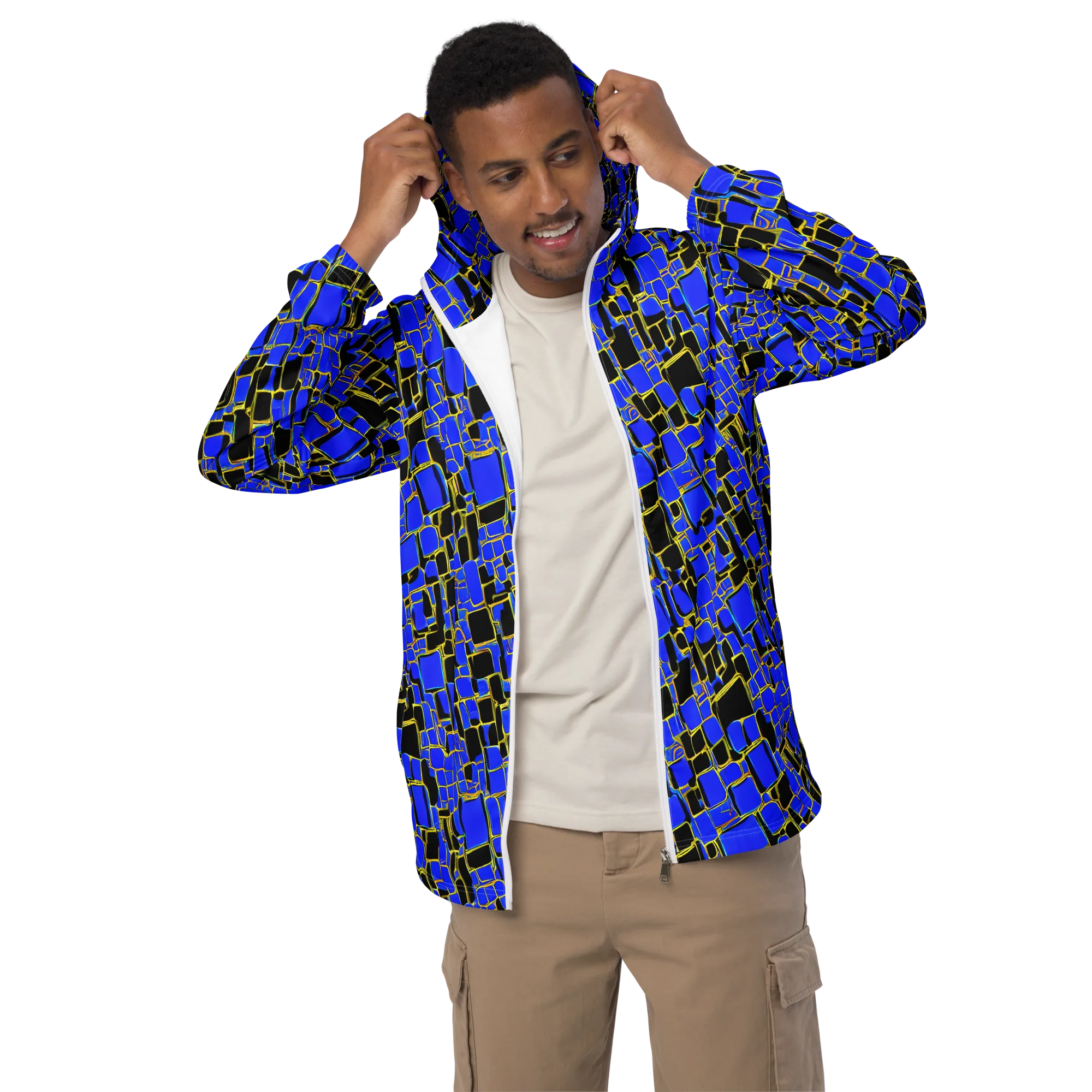 Blue Gold Matrix on Men's Windbreaker — Front