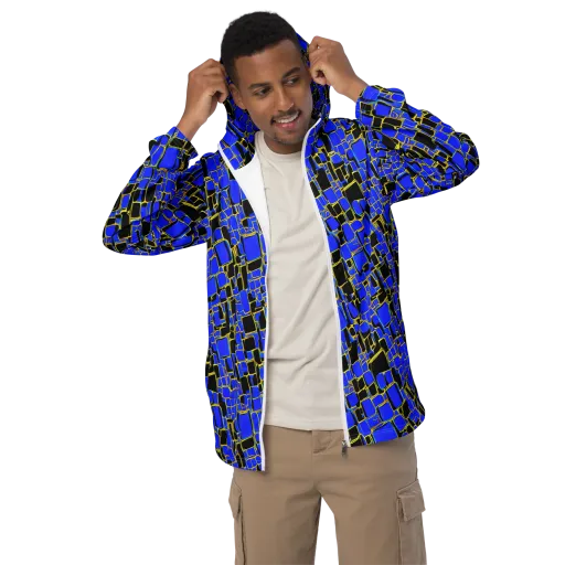 Blue Gold Matrix on a Men's Windbreaker