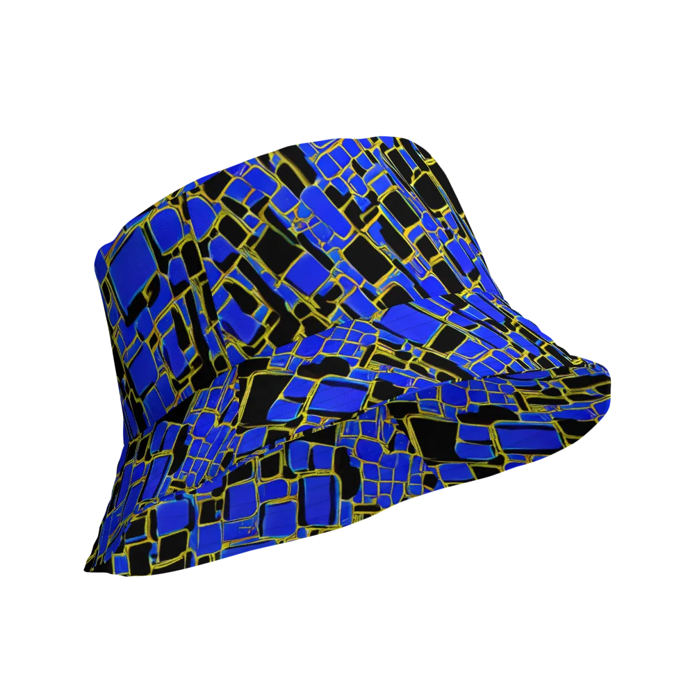 Blue Gold Matrix on Reversible Bucket Hat — Product details Outside
