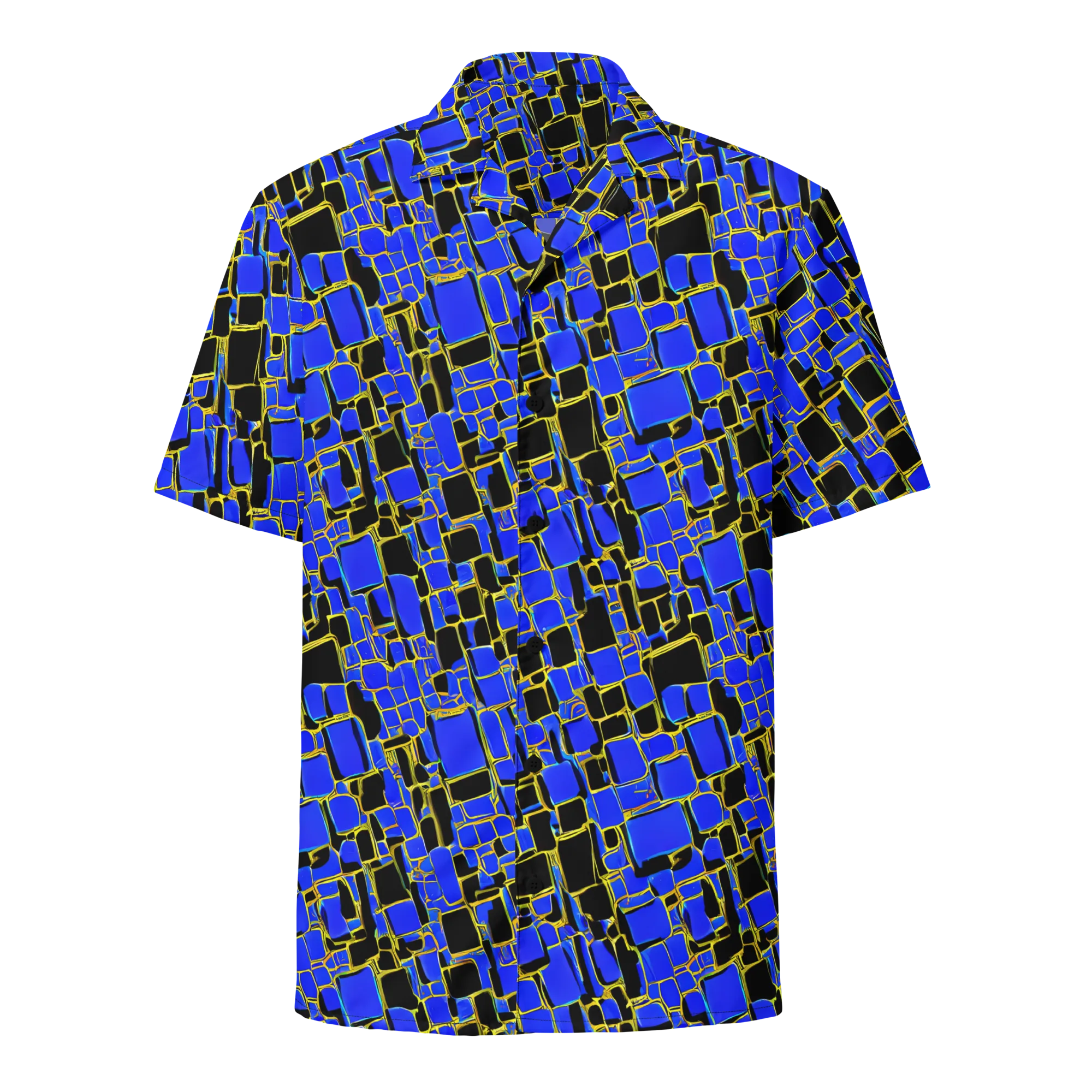Blue Gold Matrix on Button Shirt — Front