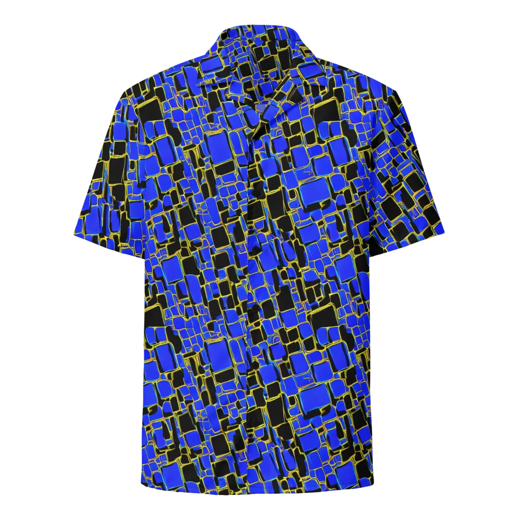 Blue Gold Matrix on Button Shirt — Front
