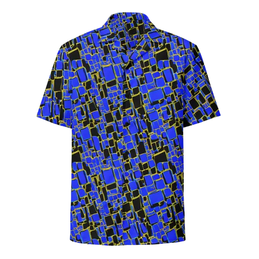Blue Gold Matrix on a Button Shirt