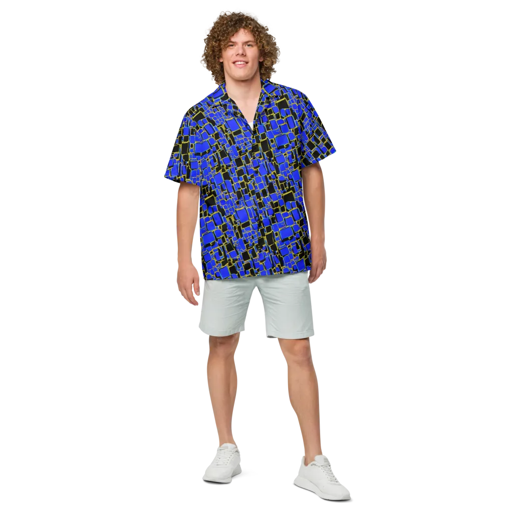 Blue Gold Matrix on Button Shirt — Front