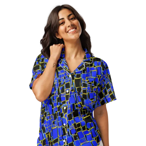 Blue Gold Matrix on a Women's Short Sleeve Pajama Top