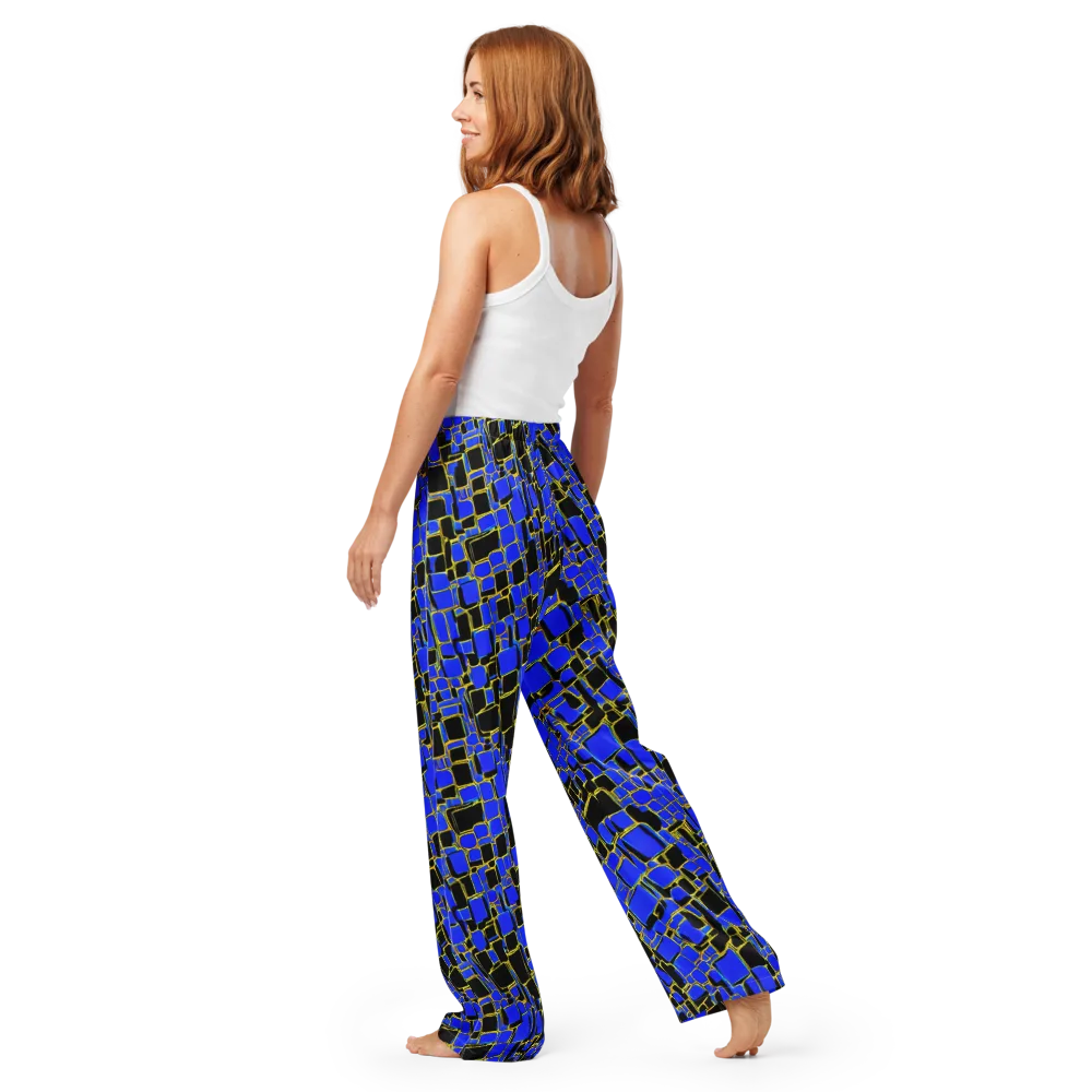 Blue Gold Matrix on Women's Pajama Pants — Back