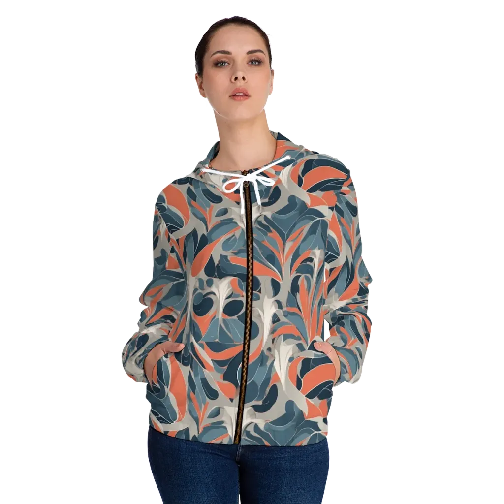 Sculpted Botanica on Women's Full-Zip Hoodie — Front On Person