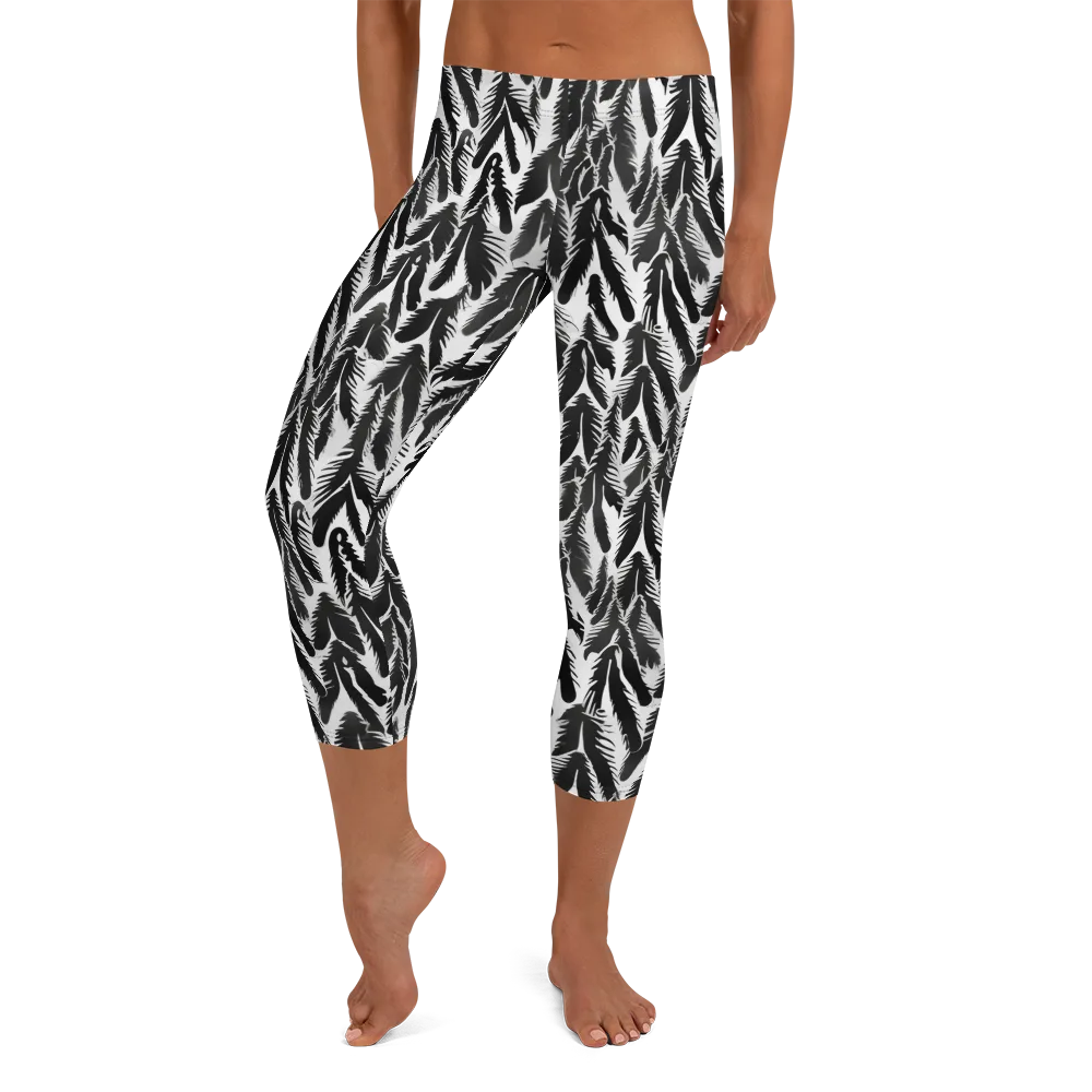 Inkwood Feather on Capri Leggings — Front