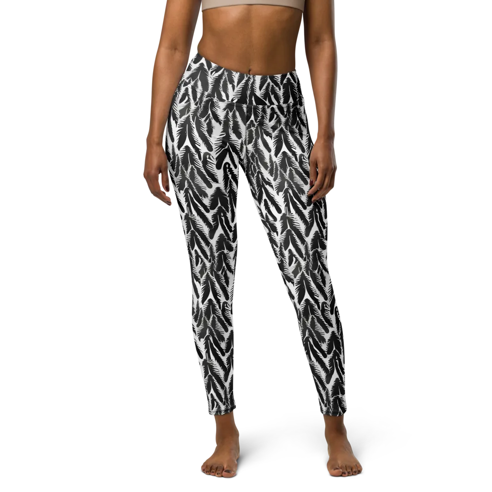 Inkwood Feather on Yoga Leggings — Front