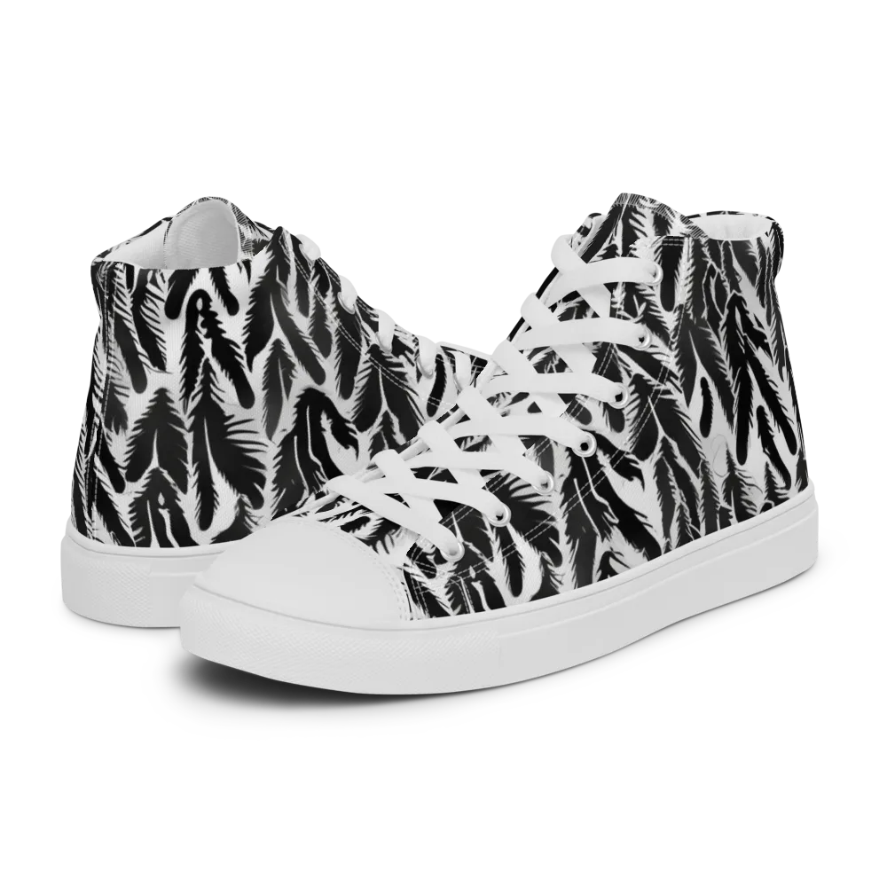 Inkwood Feather on Men's High Top Canvas Shoes — Left