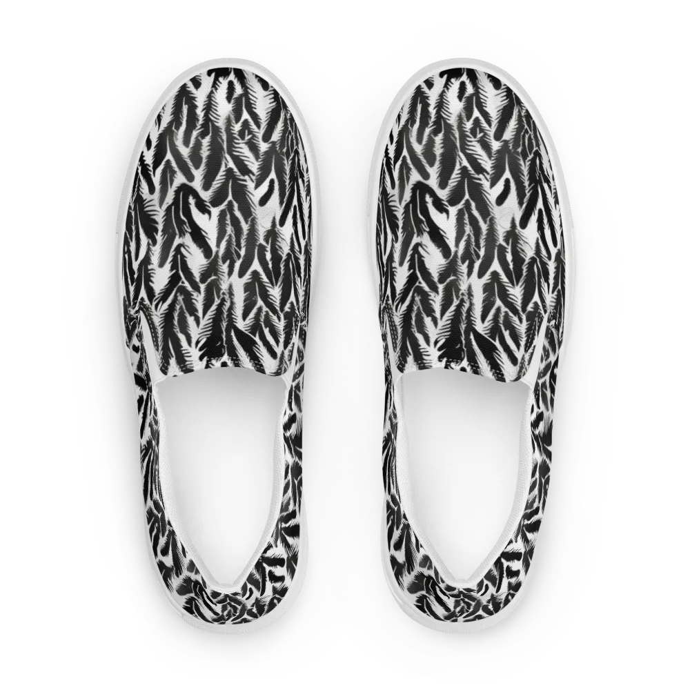Inkwood Feather on Women's Slip-On Canvas Shoes — Front