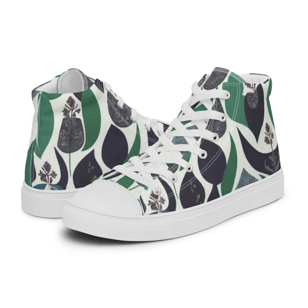 Botanical Relics on Men's High Top Canvas Shoes — Left