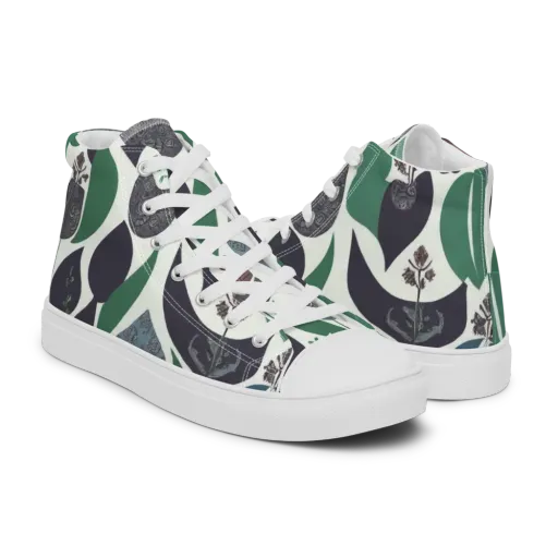 Botanical Relics on a Men's High Top Canvas Shoes