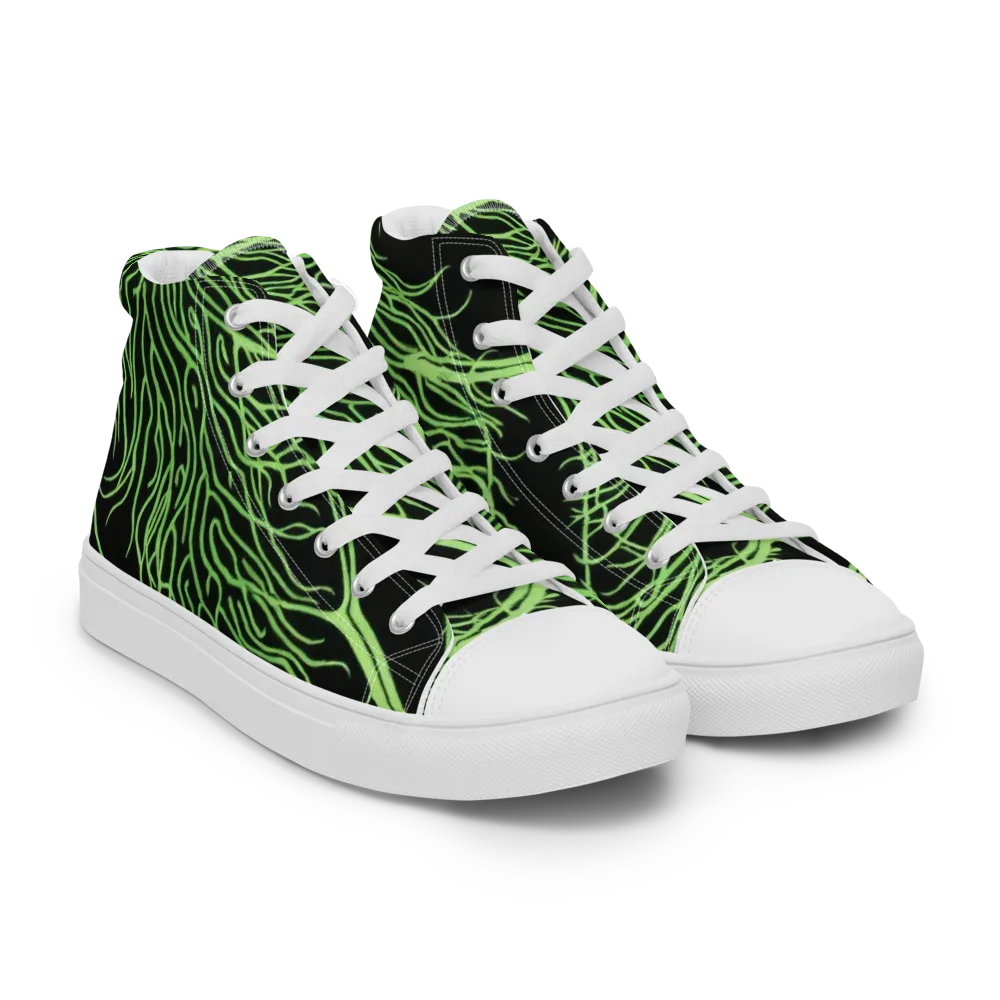 Glow Anatomy on Men's High Top Canvas Shoes — Right Front