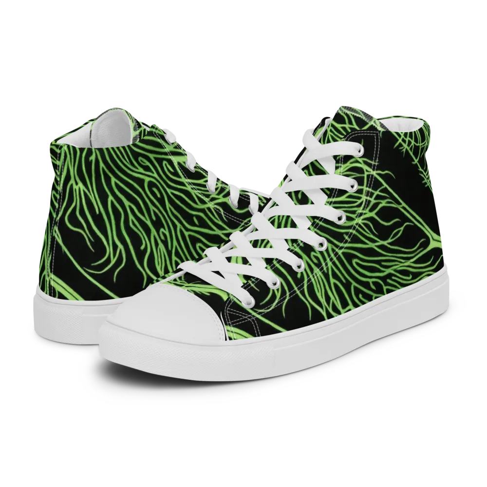 Glow Anatomy on Men's High Top Canvas Shoes — Left