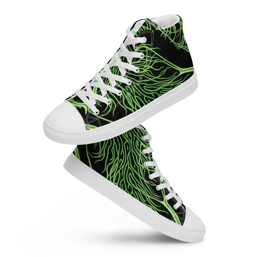 Glow Anatomy on Men's High Top Canvas Shoes — Front