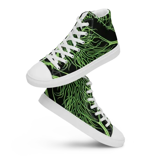 Glow Anatomy Men's High Top Canvas Shoes on model