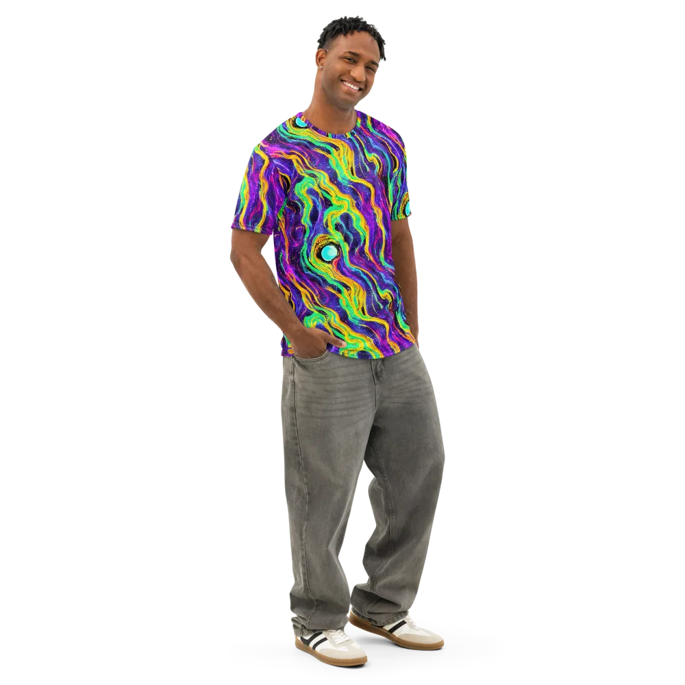 Jackson Swirl on Men's Cotton Crew Neck T-Shirt — Right Front