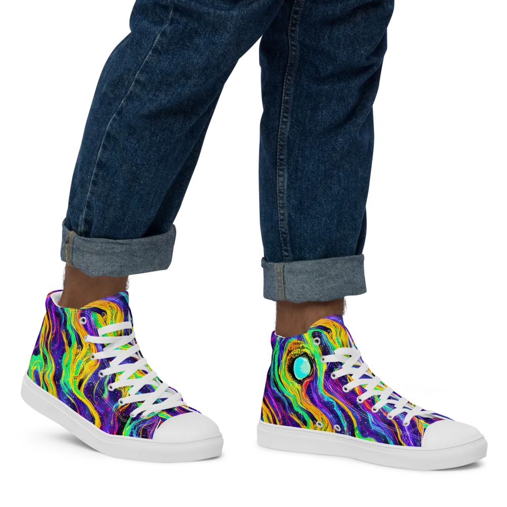 Jackson Swirl on Men's High Top Canvas Shoes — Right