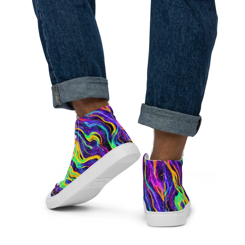Jackson Swirl on Men's High Top Canvas Shoes — Back