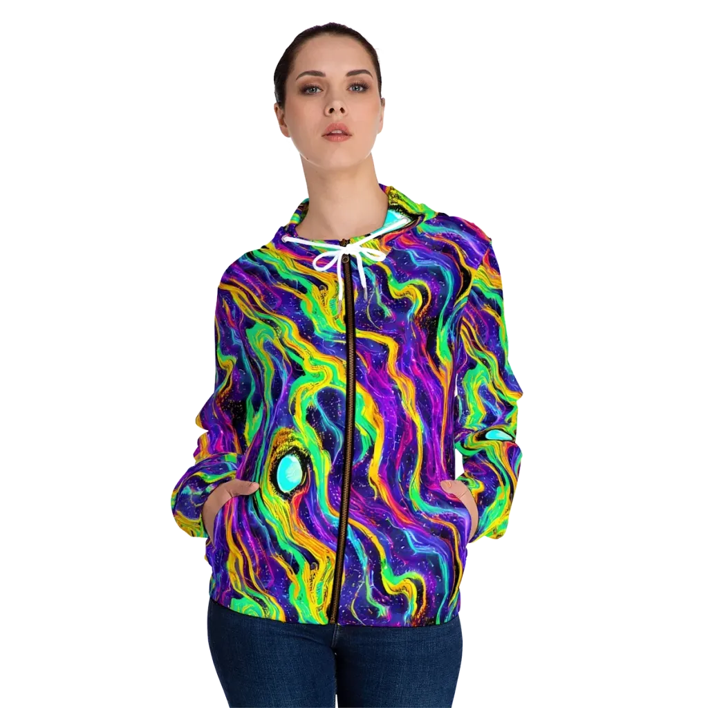 Jackson Swirl on Women's Full-Zip Hoodie — Front On Person