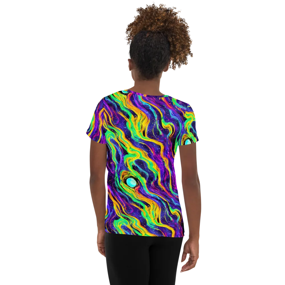 Jackson Swirl on Women's Athletic T-Shirt — Back