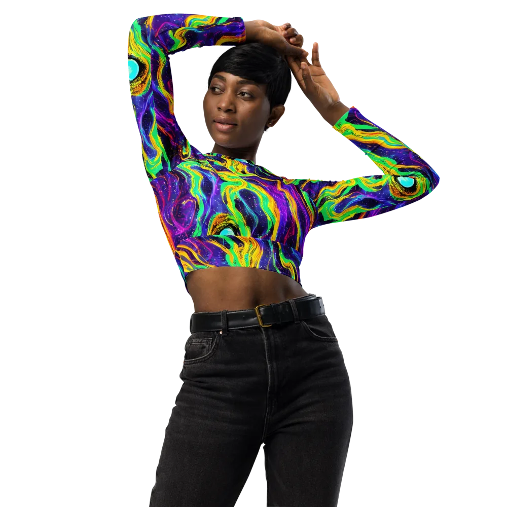 Jackson Swirl on Long Sleeve Crop Top — Front