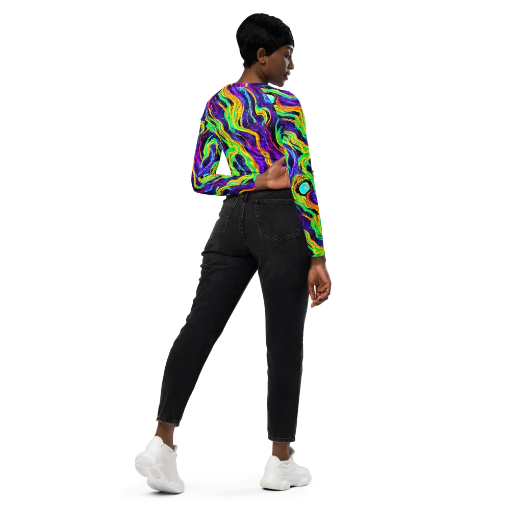 Jackson Swirl on Long Sleeve Crop Top — Right Back