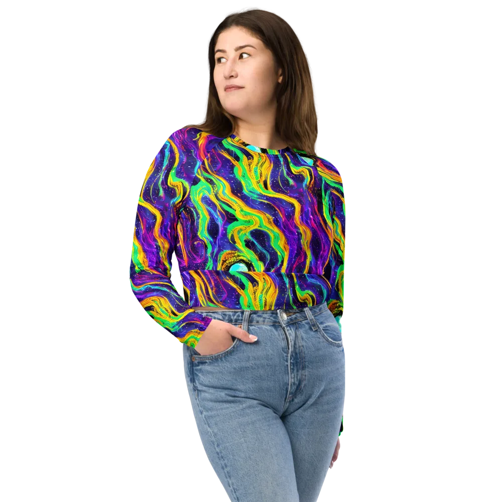Jackson Swirl on Long Sleeve Crop Top — Front