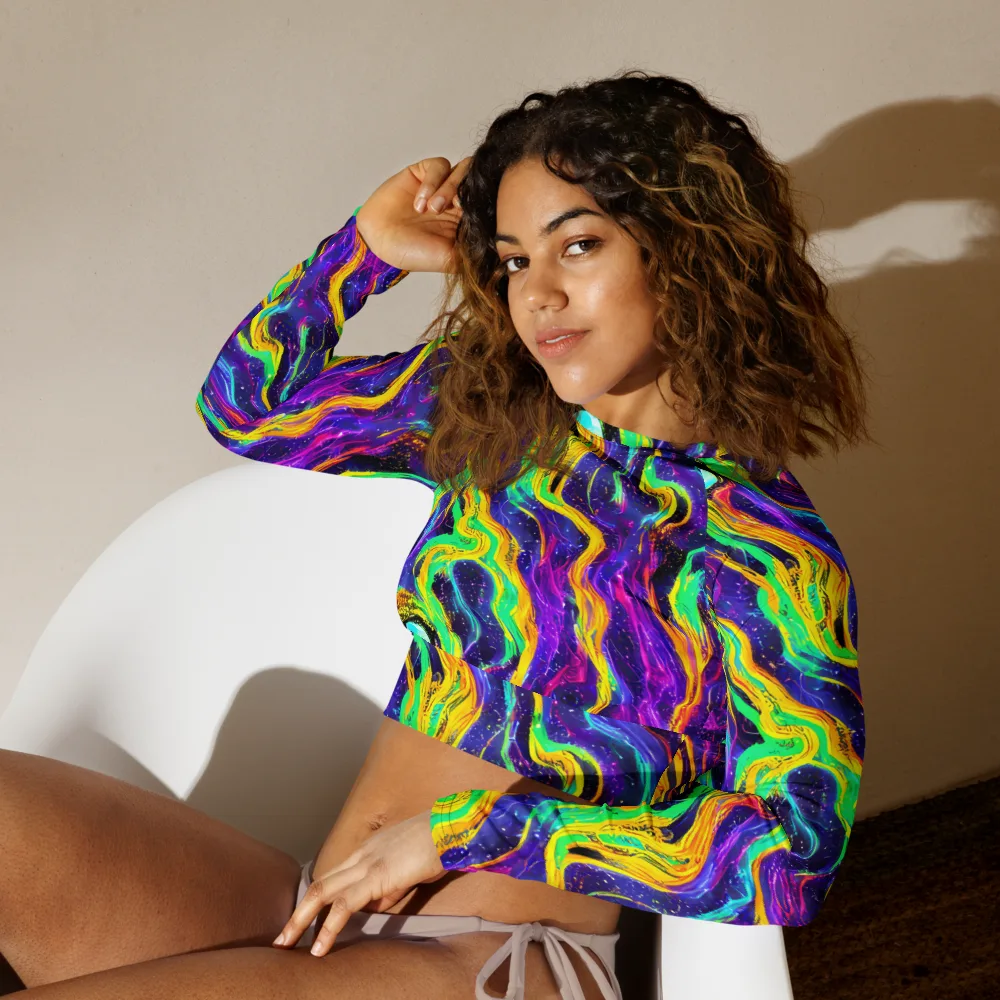 Jackson Swirl on Long Sleeve Crop Top — Left Front