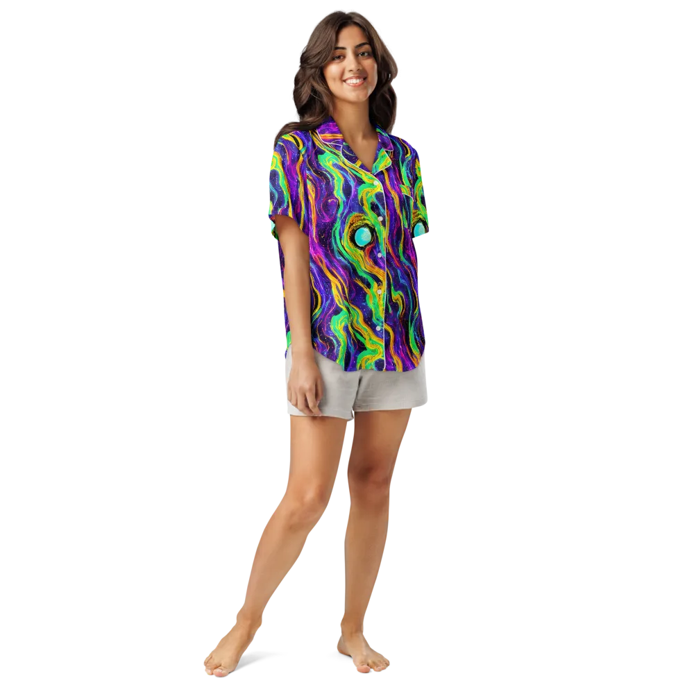 Jackson Swirl on Women's Short Sleeve Pajama Top — Front
