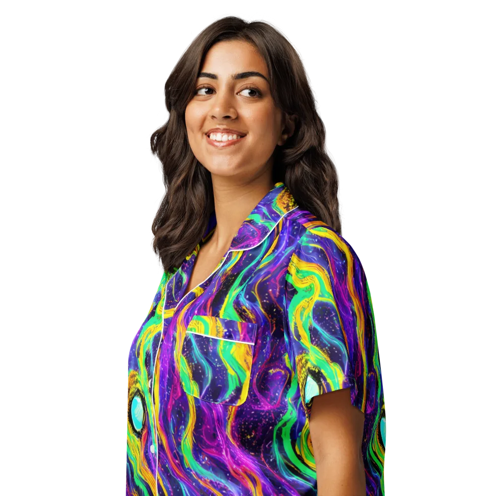 Jackson Swirl on Women's Short Sleeve Pajama Top — Left Front