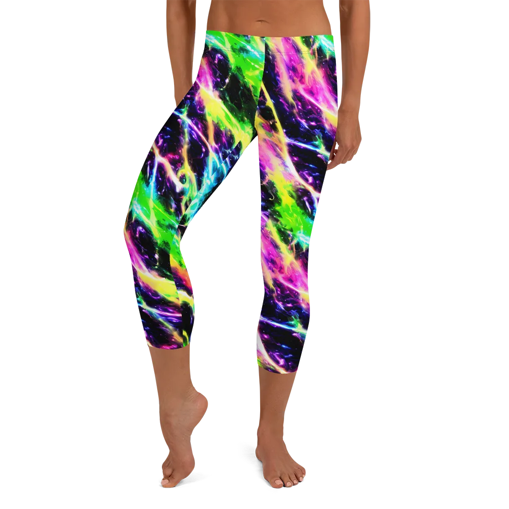 Chromatic Surge on Capri Leggings — Front